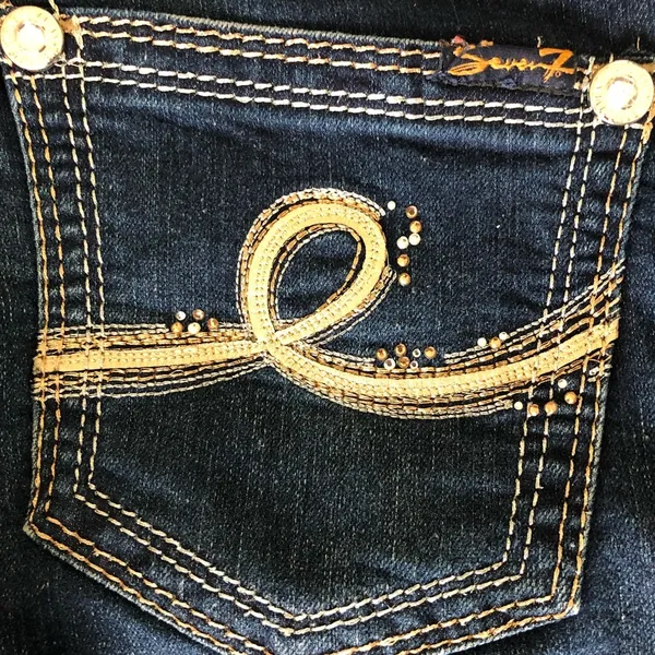 SEVEN 7 Low Rise Medium Wash Distressed Blue Denim Skinny Jeans Women's Size 28 - Image 9