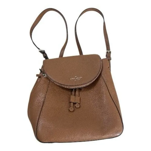 Kate Spade New York Leila Medium Flap Backpack Brown Pebbled Leather - Image 2