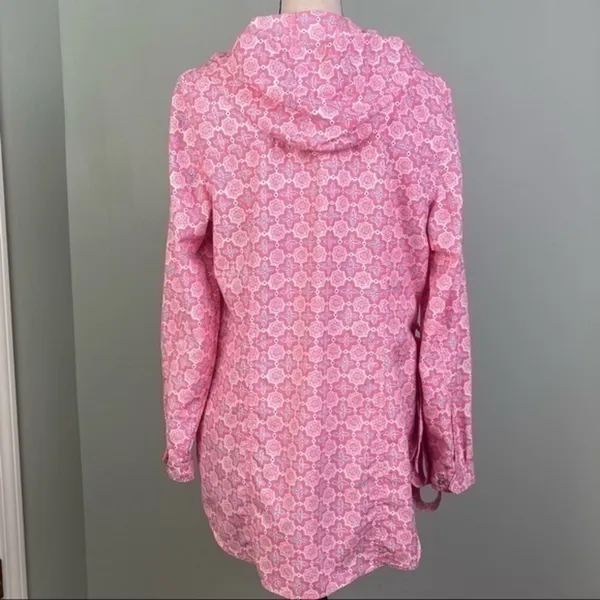 L.L.BEAN pink w/white and black lightweight “Shacket” (shirt/jacket), Large. EUC - Image 8