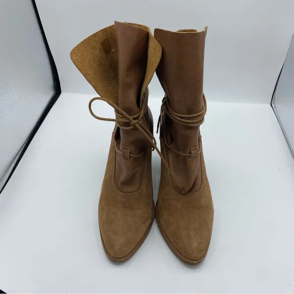 Intentionally Blank Pepper Leather Tie‎ Boots size 37 7 tan brown suede - Image 2