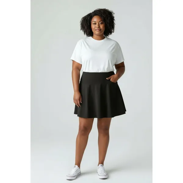 Athletic Works Women Skort Size XXXL (22) Black Pull On Dri-Work Mid-Rise Active - Image 5