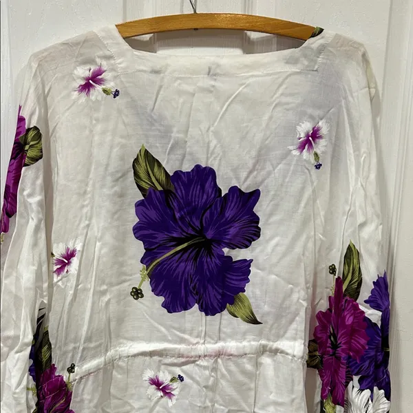 Floral Print Women's Top - Purple and White - Image 6