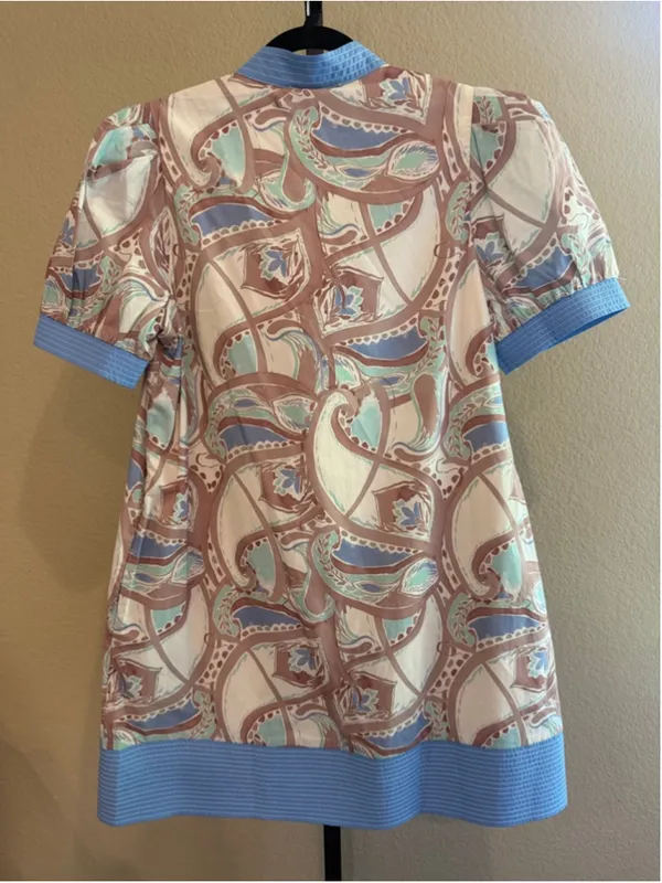 Entro Pattern Print Band Contrast Mini Dress in Mocha Multi Size S - Image 3