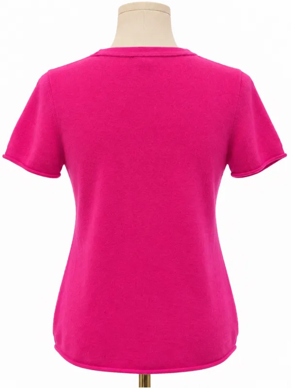 J.Crew 100% Cashmere Short Sleeve Sweater Pink Crewneck Size Large - Image 3