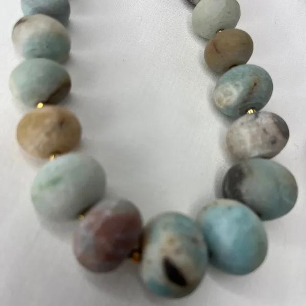 Amazonite Stone Multi Beaded Adjustable Cord Necklace OS Bohemian Boho Colorful - Image 6