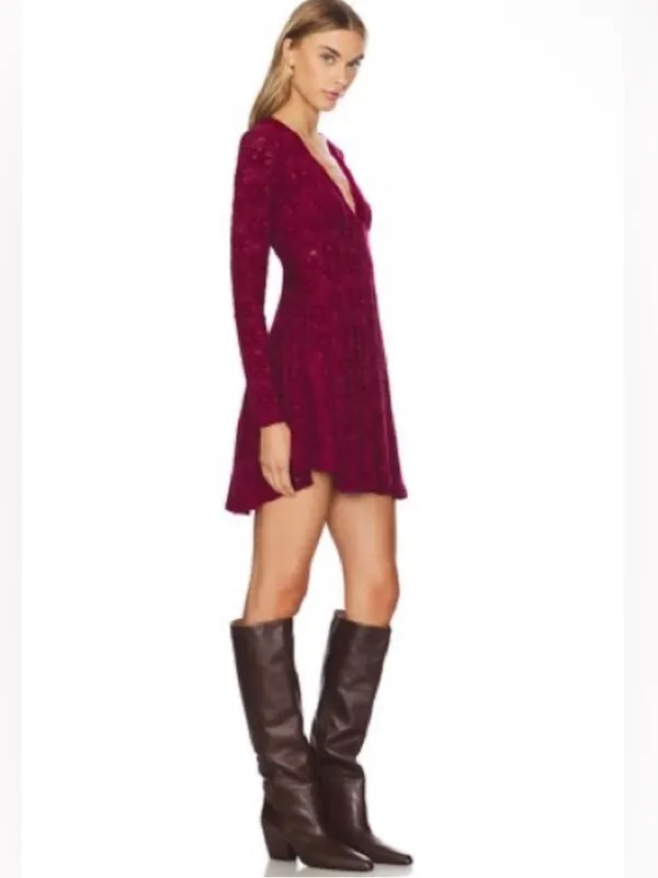NWT Free People All Yours Mini Dress In Red Plum Size Large - Image 2