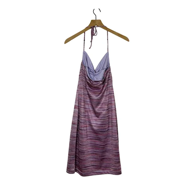 Express Y2K Trapeze Dress Size Small Pink Purple Space Dye Halter Nightout Party - Image 2