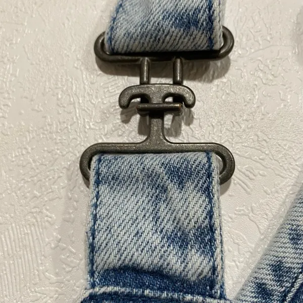 Free People We The Free Denim Overall Dress XS Acid Wash Mini Pinafore Y2K - Image 7