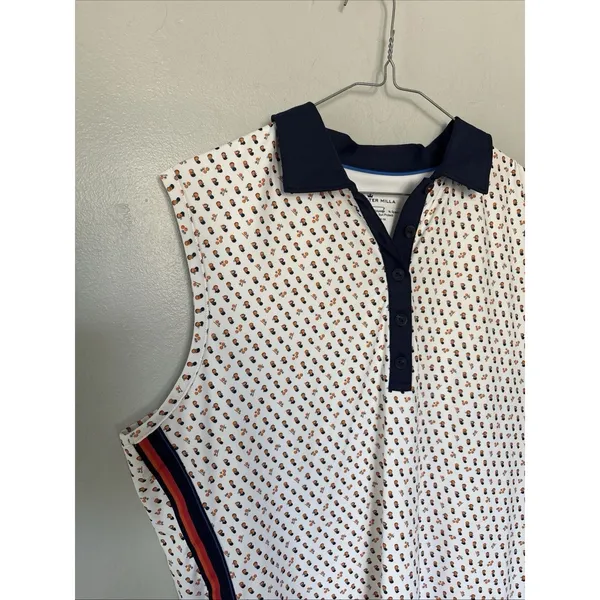 Peter Millar Sleeveless Polo Shirt Size Large White UPF 50+ Golf With Logo - Image 3