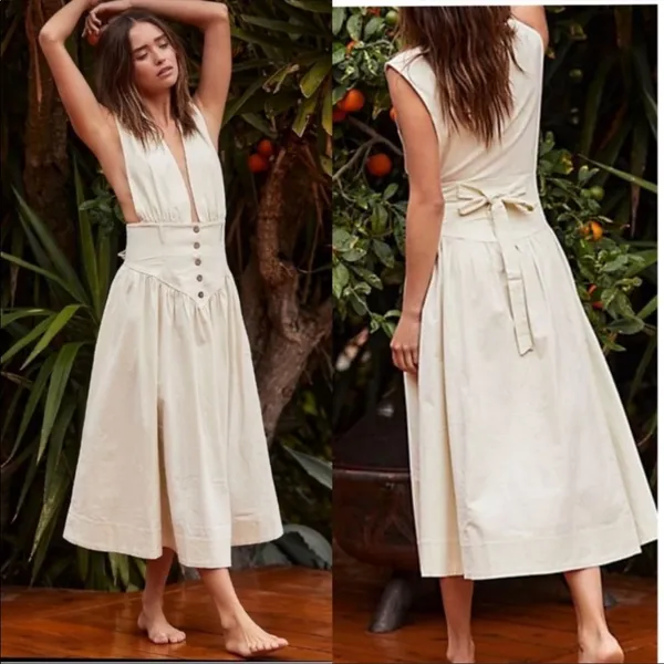 Free People Giza Pinafore Midi Dress - Image 2