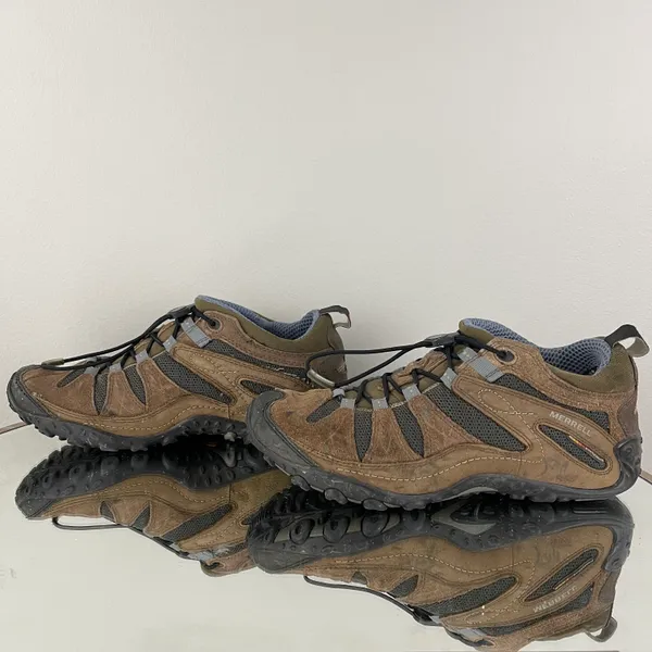 Merrell Brown Suede Chameleon Arc Vibram Womens Hiking Stretch Shoes - Image 11