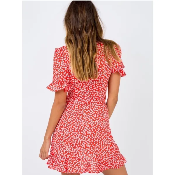 Princess Polly Poppy Moore Floral Mini Dress in Red Size 4 - Image 4