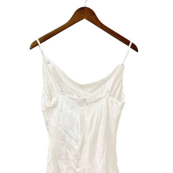 Lulus Close to Your Heart White Satin Jacquard Cowl Slip Dress size Large NWT - Image 7