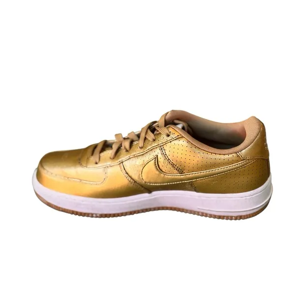 Nike Air Force 1 Low GS Metallic Gold Leather Sneakers 7Y Women's 8.5 Shoes GUC - Image 4