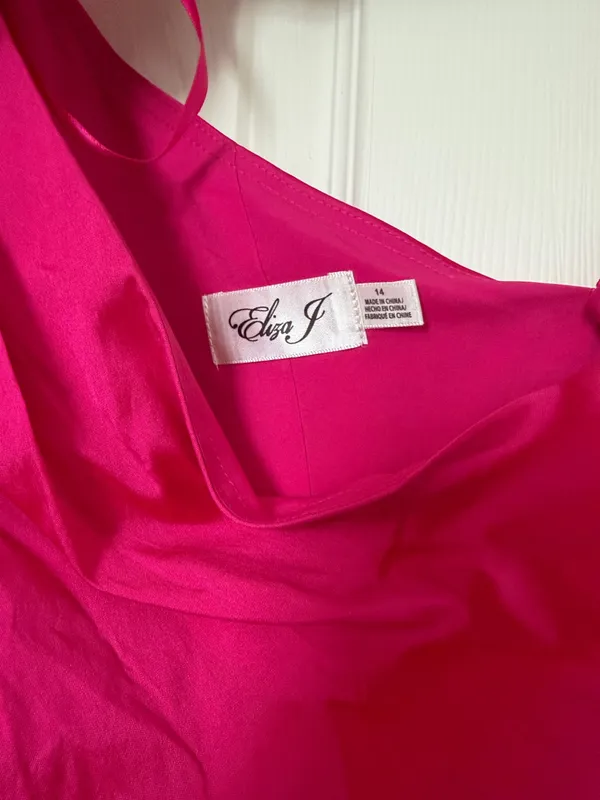 Eliza J NWT Size 14 Women's Asymmetric Rosette One-Shoulder Gown - Image 5