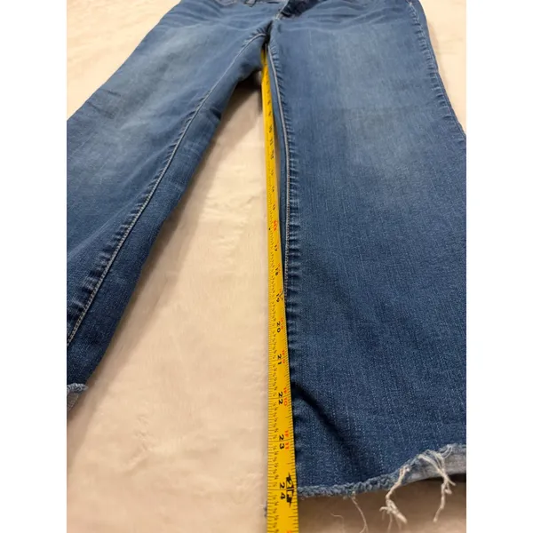 Madewell Cali Demi-Boot Jeans Womens 30 High Rise Raw Hem Medium Wash Blue Flare - Image 7