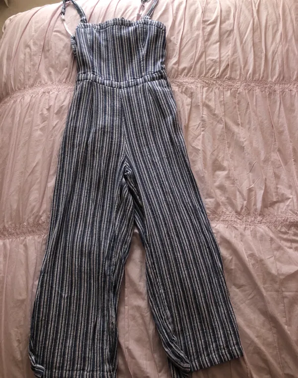 Hollister Light Blue & White striped Jumpsuit - Image 3