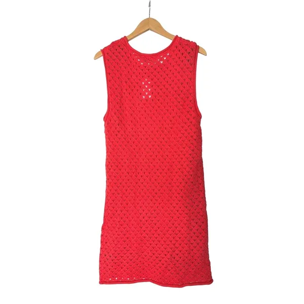 Sanctuary Red Crochet Knit Sleeveless Mini Shift Dress Size XL Lined NEW - Image 3