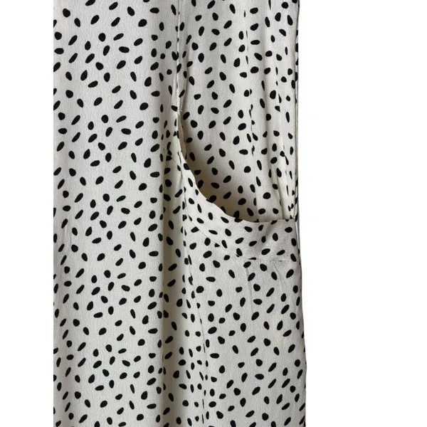 MNG Mango Jumpsuit Women Medium Cream Black Dot NWOT Wide Leg Pocket Preppy - Image 6