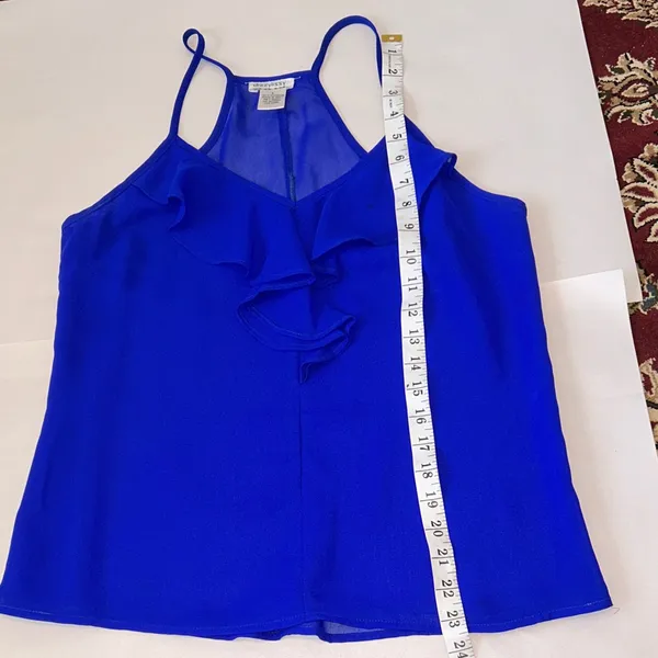 Elegant Blue Layered‎ Camisole Tank Top with Ruffle Size L - Image 7