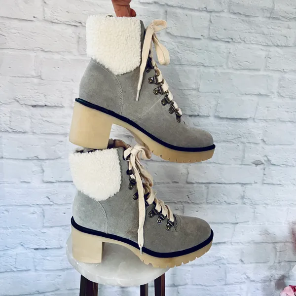 NEW Grey Sherpa Boots Gray Size 6.5 - Image 6