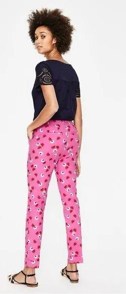 Boden Women’s Sorrento Kensington Floral Pants Trousers Mid Rise Stretch Pink 6R - Image 2
