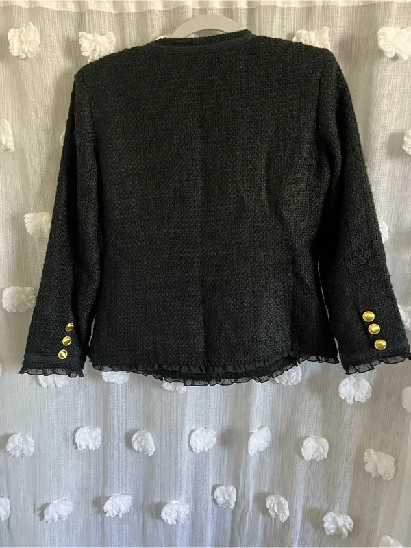 Joan Rivers Black Tweed Jacket with Gold Buttons - Image 3