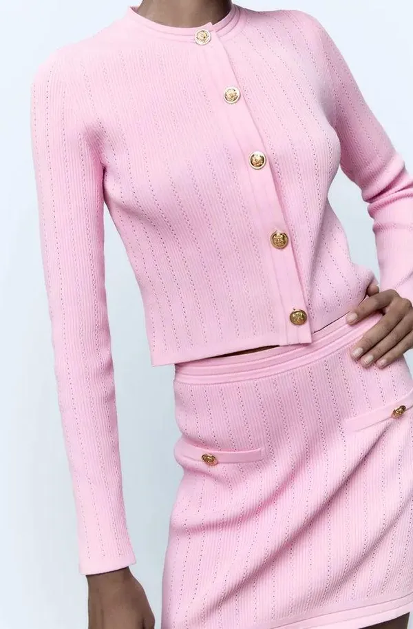 ZARA nwt ribbed knitted button up cardigan sweater top - Image 6