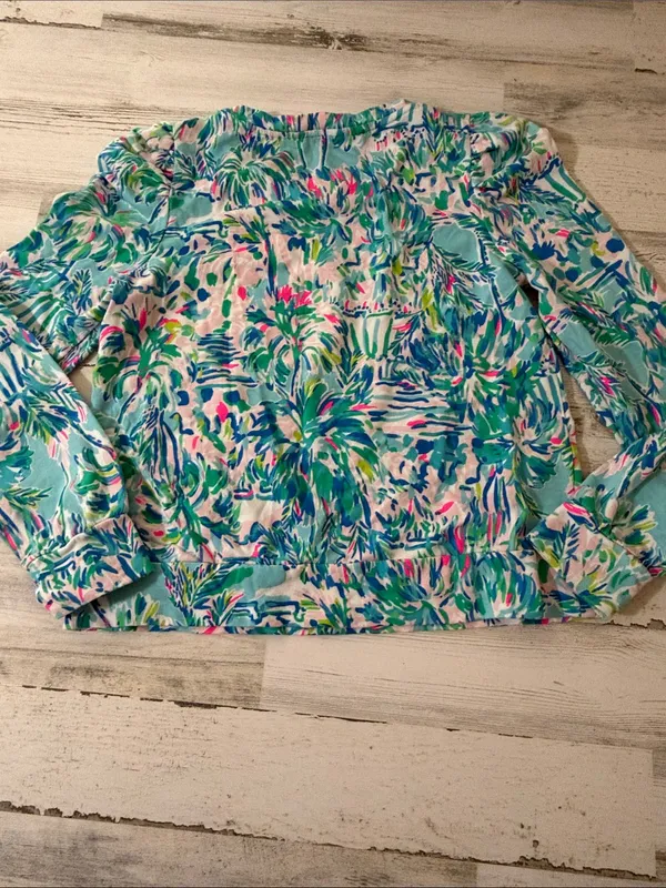 Lilly Pulitzer Jansen Lightweight Sweatshirt Blue Ibiza Cabana Cocktail - Image 8