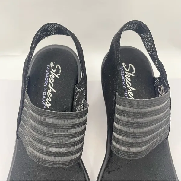 Skechers wedge platform cushion black sandals women’s Size 9 - Image 3