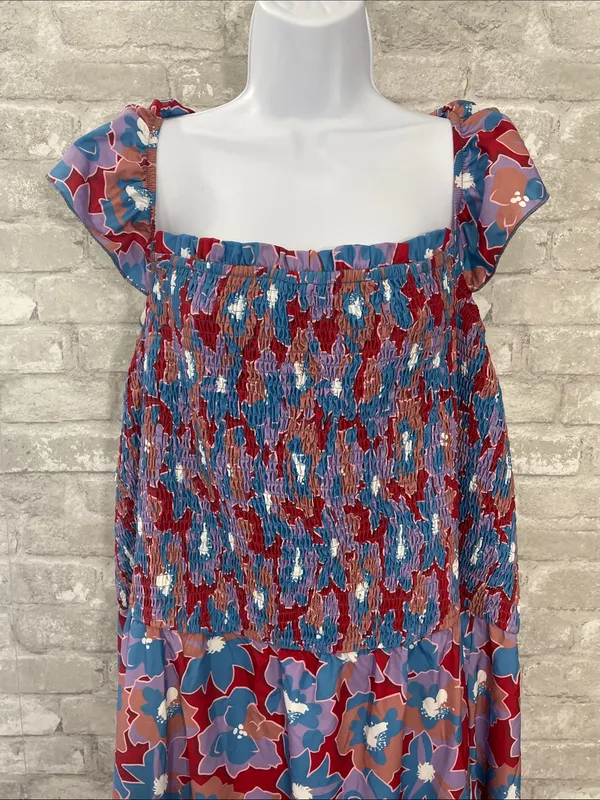 BloomChic Smocked Floral Maxi Dress in Red, Blue & Pink - Image 2