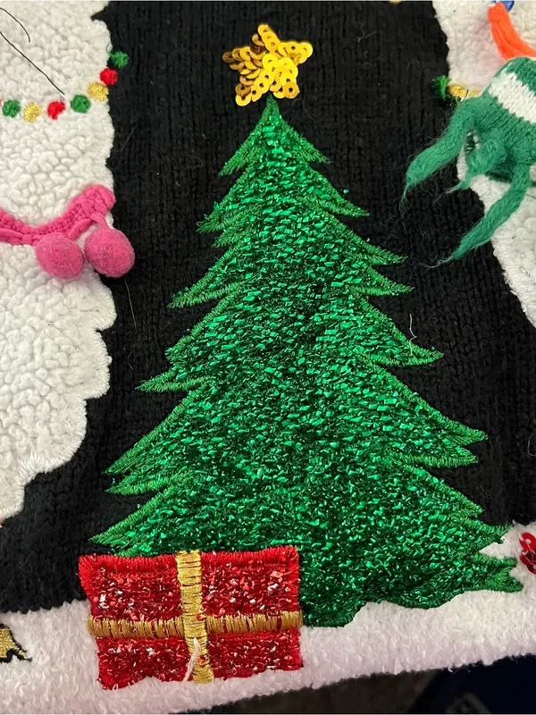 Holiday Time Llama Ugly Christmas Sweater 3D Embellished Crewneck Black S - Image 6