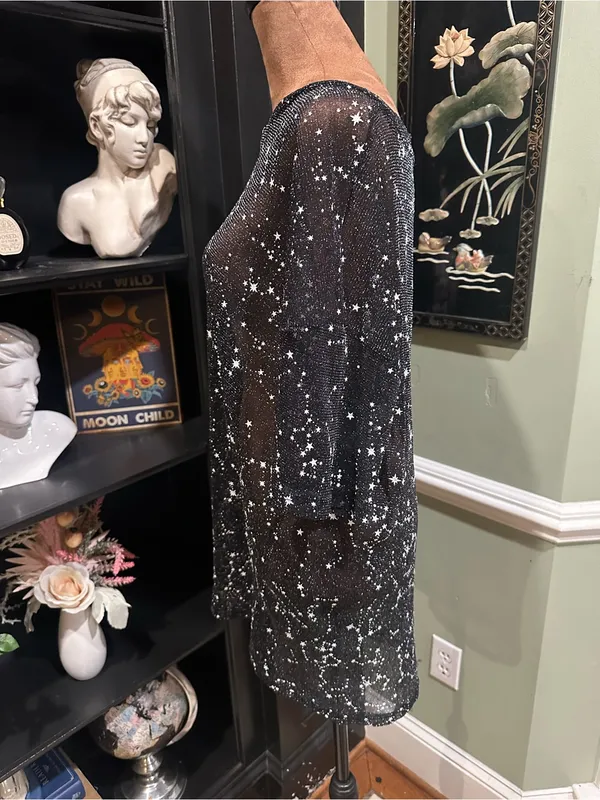 Sheer Silver Star Stretchy Shirt/Dress – One Size (XS–2XL Fit) - Image 5