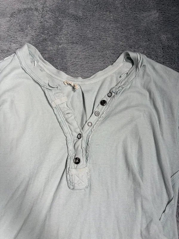Free People we the free light mint Short Sleeve Henley Top heritage XS - Image 2