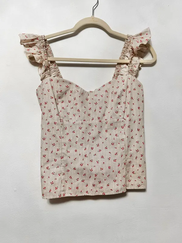 ianni bini retro coquette karen blouse flower garden ivory pink - Image 2