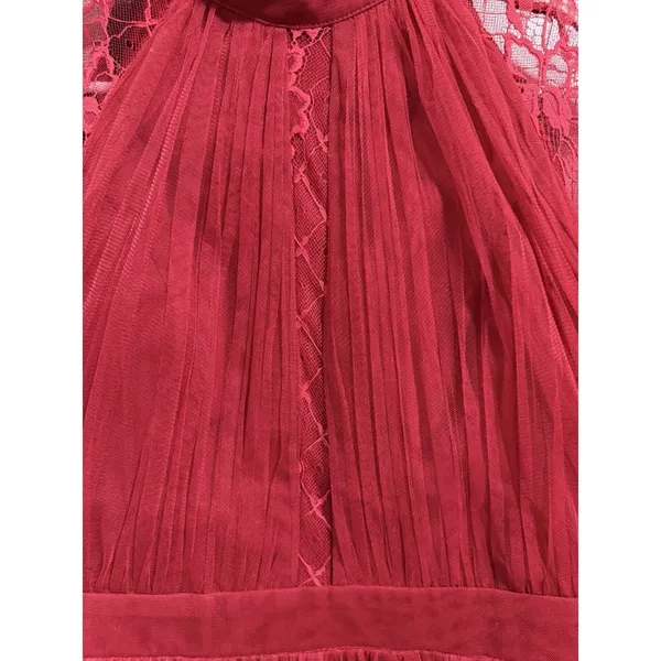 Little Mistress Lace Long Sleeve High Neck Maxi Dress‎ Red Women's Size 6 - Image 14