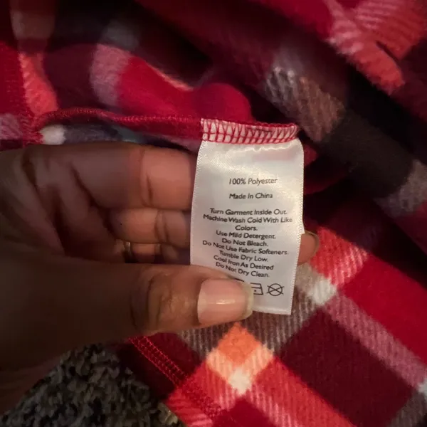 Eddie‎ Bauer Womens Red Plaid Fleece Quarter Zip Pullover Mock Neck Large - Image 4