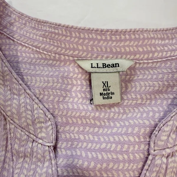 LL Bean Lavender Herringbone Organic Cotton Button Up Hi Low Shirt‎ Size XL - Image 12