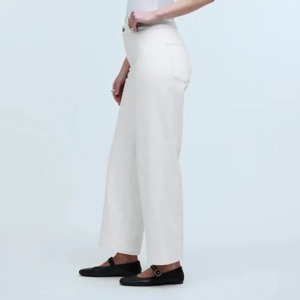Madewell Curvy Emmet Wide Leg Jean 33 Tall Cropped Tile White NWT High Rise - Image 3