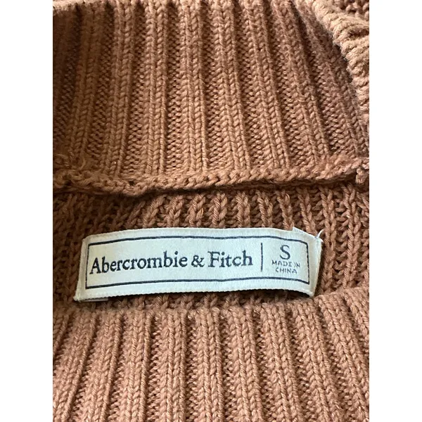 Abercrombie & Fitch Brown Cold Shoulder Mock Neck Ribbed Sweater Dress Small - Image 6