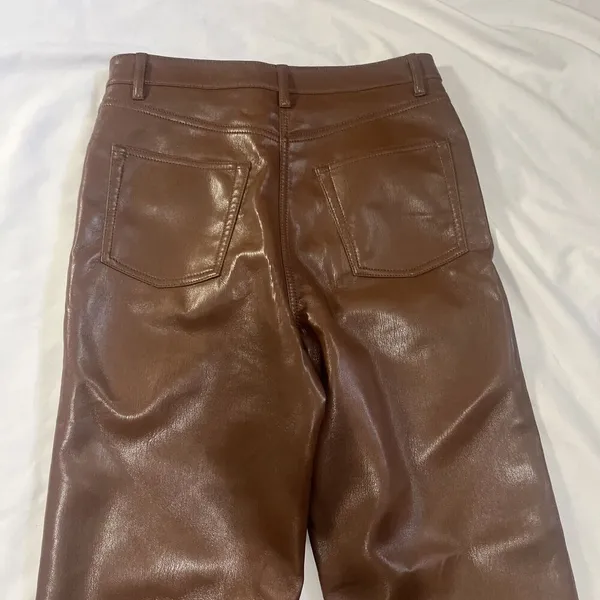 Wilfred The Melina High-Waisted Vegan Leather Pants In Cognac Brown Size 4 - Image 12