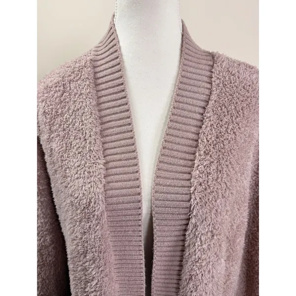 Barefoot Dreams CozyChic Cardigan M Dusky Rose Open Front Sweater Medium - Image 3