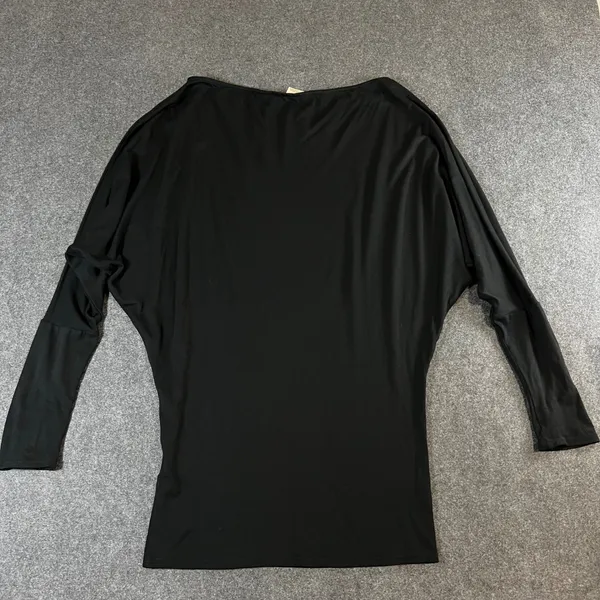 Free People Beach Black Dolman Batwing Sleeve Boat Neck Tunic Top Medium - Image 2