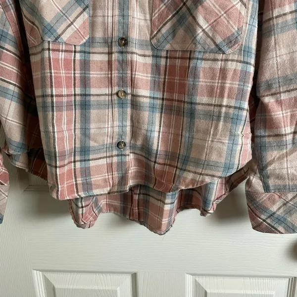 Oversized Plaid Flannel Shirt Button - Image 5