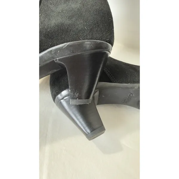 La Canadienne Black Suede Tall Knee High Heeled Boots Women's Size 6 M - Image 11