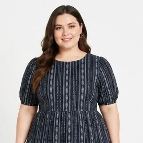 Time and Tru Womens Dress Size L Dark Navy Stripe Tie Back Mini Lightweight - Image 5