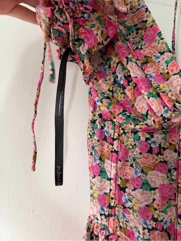 For Love and Lemons Paulina Mini Dress in Pink Floral Size XS Bustier Style - Image 6