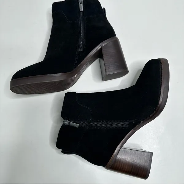 Lucky Brand Sifon Black Suede Block Heel Ankle Boot Size 8 - Image 8