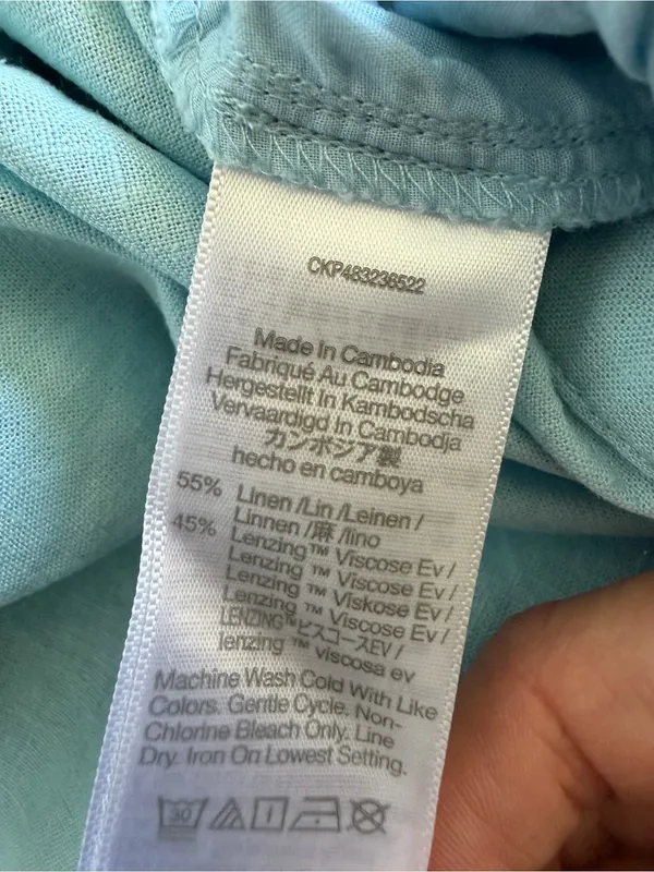 Madewell Pull-On Straight Crop Pants Size 2 Blue Heron Linen Blend N0954 - Image 5