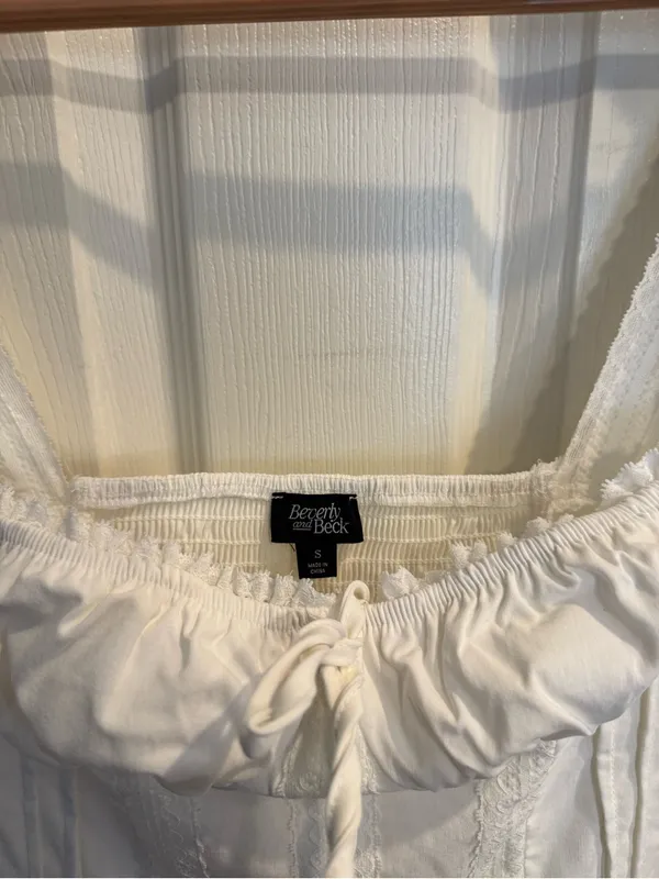 Beverly and Beck White Cotton Mini Sundress with Lace Straps - Image 2